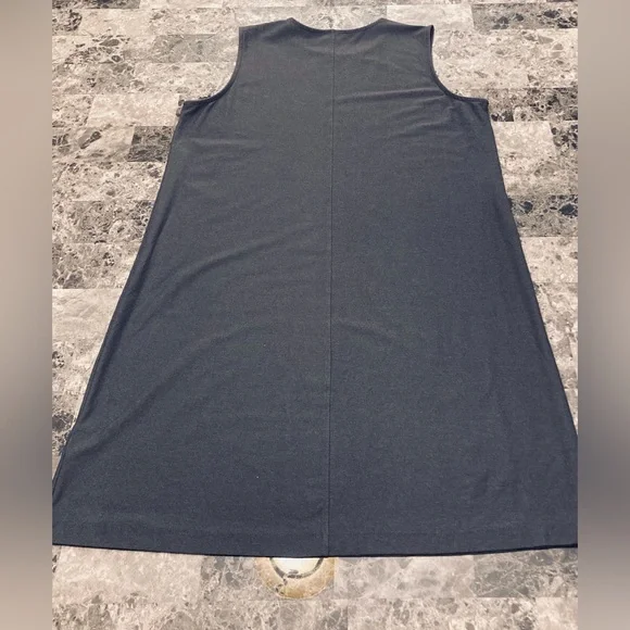 Eileen Fisher Gray Sleeveless Shift Dress Casual Lounge Career Woman Size Medium - Picture 11 of 13